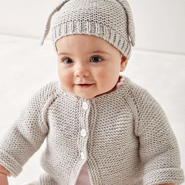 Baby Organic Cotton Knit Cardigan long sleeve toddler Rib knit sweater Knit coordinating hat and sweater set