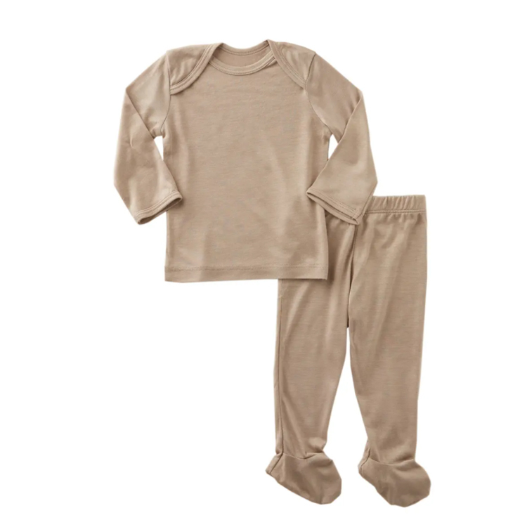 baby kimono Pyjamas organic cotton 2 Piece Footie Pajamas Cardigan Button baby T-shirt + footie Pants