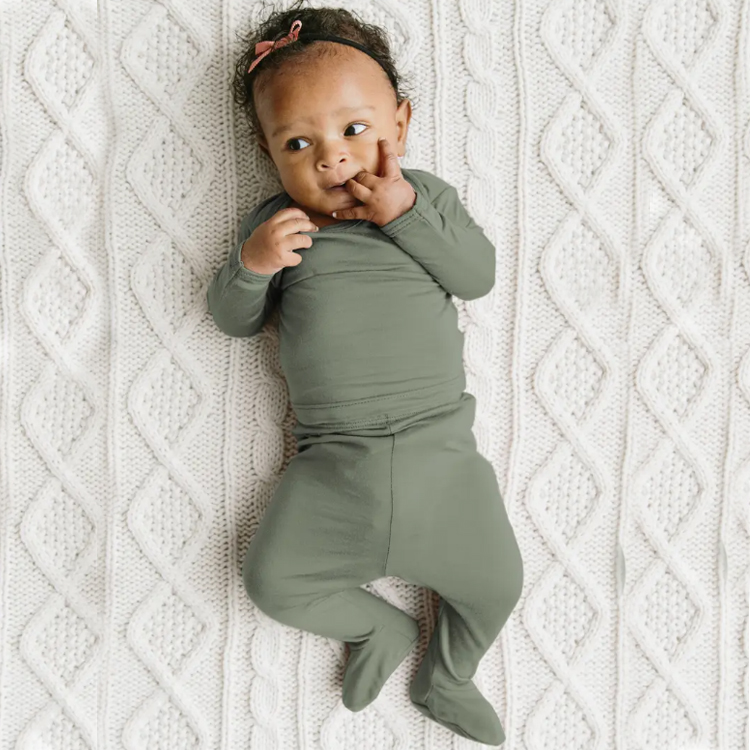 baby kimono Pyjamas organic cotton 2 Piece Footie Pajamas Cardigan Button baby T-shirt + footie Pants