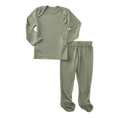 baby kimono Pyjamas organic cotton 2 Piece Footie Pajamas Cardigan Button baby T-shirt + footie Pants