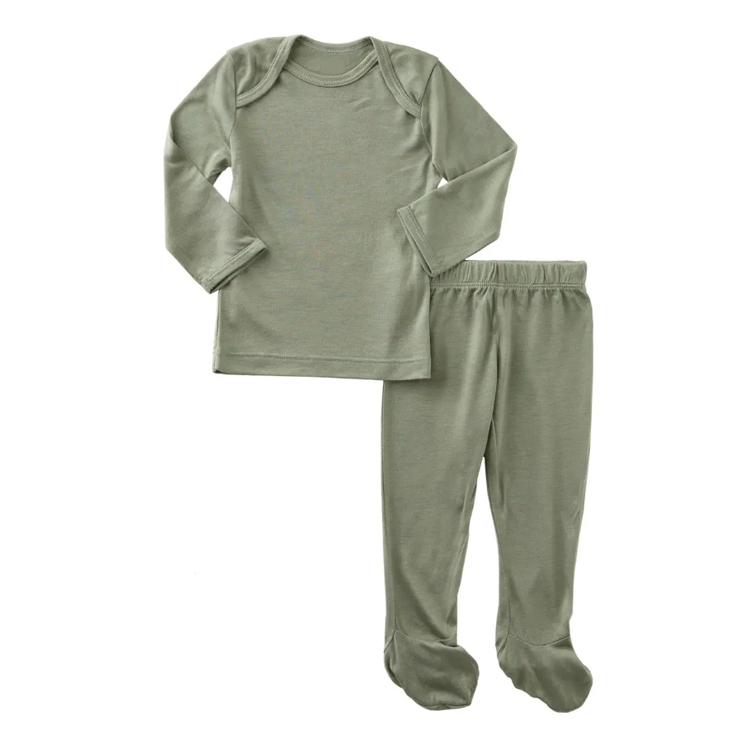 baby kimono Pyjamas organic cotton 2 Piece Footie Pajamas Cardigan Button baby T-shirt + footie Pants