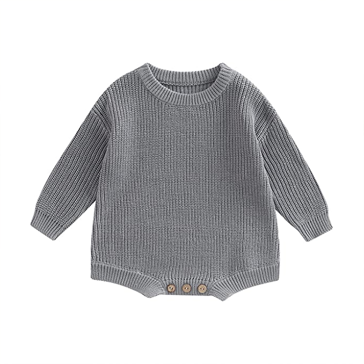 Crewneck Long Sleeve warm onesie for Toddlers organic cotton Knit Oversize Romper Baby Sweater Onesie