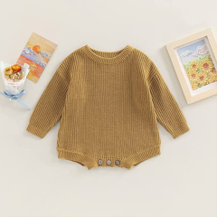 Crewneck Long Sleeve warm onesie for Toddlers organic cotton Knit Oversize Romper Baby Sweater Onesie
