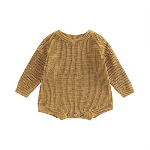 Crewneck Long Sleeve warm onesie for Toddlers organic cotton Knit Oversize Romper Baby Sweater Onesie