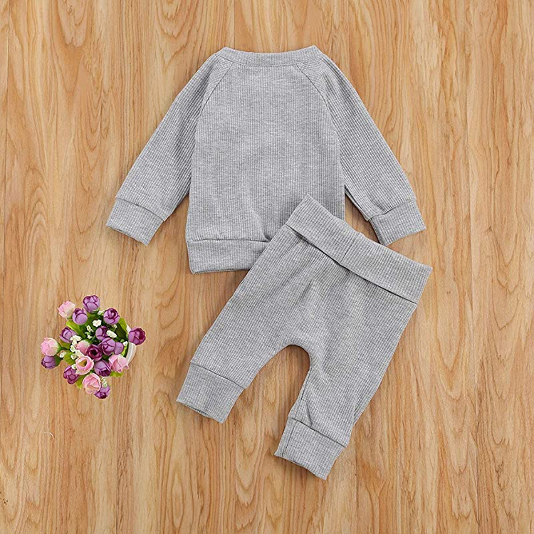 Baby Ribbed Sweatshirt and pant Long Sleeve Newborn pyjama Organic cotton Sweater Top Pants