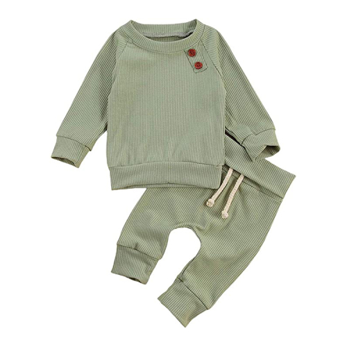 Baby Ribbed Sweatshirt and pant Long Sleeve Newborn pyjama Organic cotton Sweater Top Pants