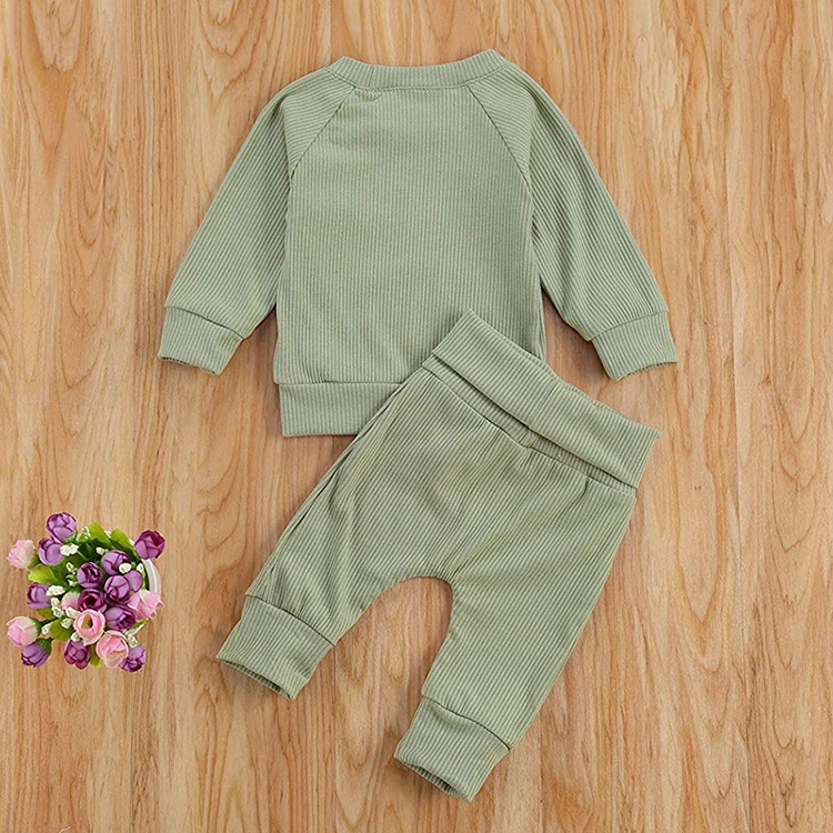 Baby Ribbed Sweatshirt and pant Long Sleeve Newborn pyjama Organic cotton Sweater Top Pants