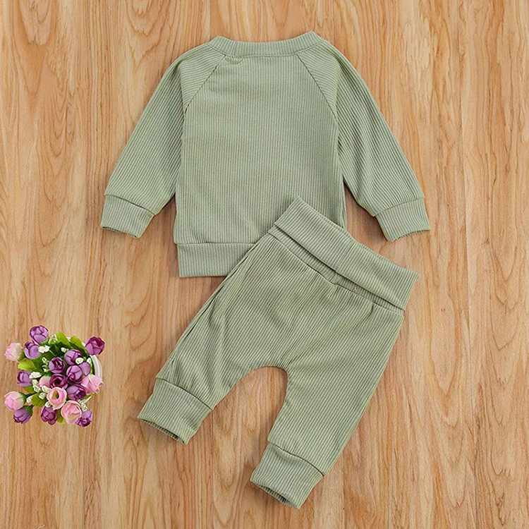 Baby Ribbed Sweatshirt and pant Long Sleeve Newborn pyjama Organic cotton Sweater Top Pants