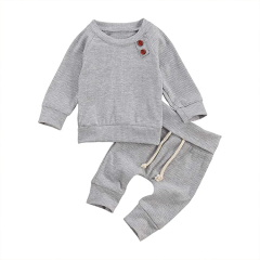 Baby Ribbed Sweatshirt and pant Long Sleeve Newborn pyjama Organic cotton Sweater Top Pants