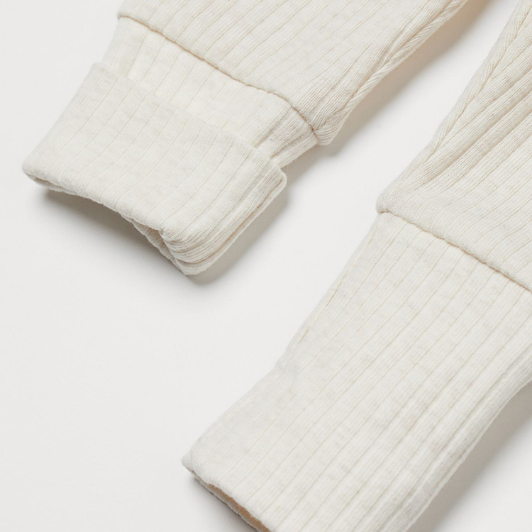 Long-sleeved wrapover bodysuit with snap organic cotton baby pajama set Baby Ribbed top and pant