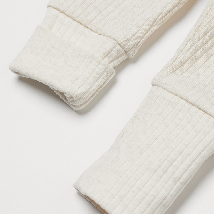 Long-sleeved wrapover bodysuit with snap organic cotton baby pajama set Baby Ribbed top and pant