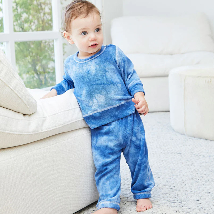 Recycled Cotton kids sleepwear Tie dye children Top & Leggings Set Kids colorful toddler Loungewear