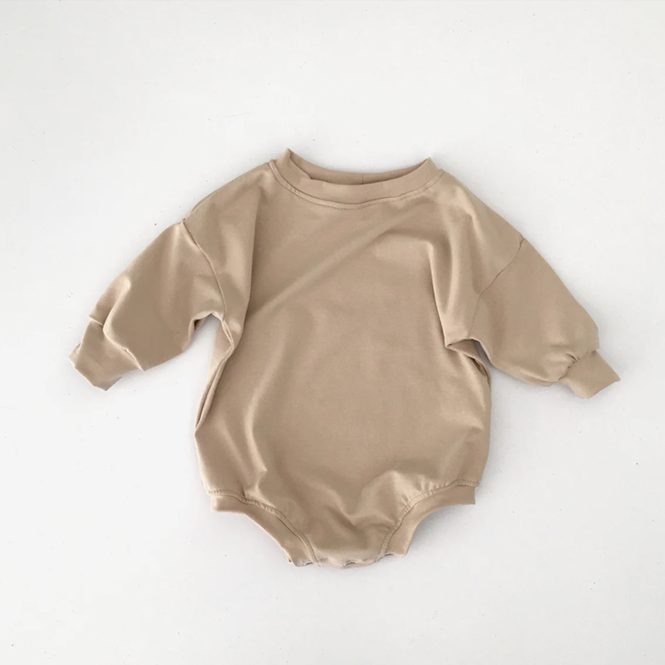 Sweatshirt baby Bubble Romper long sleeve toddler Sweatshirt Romper Eco-friendly Neutral Baby Outfit organic cotton jumpsuit