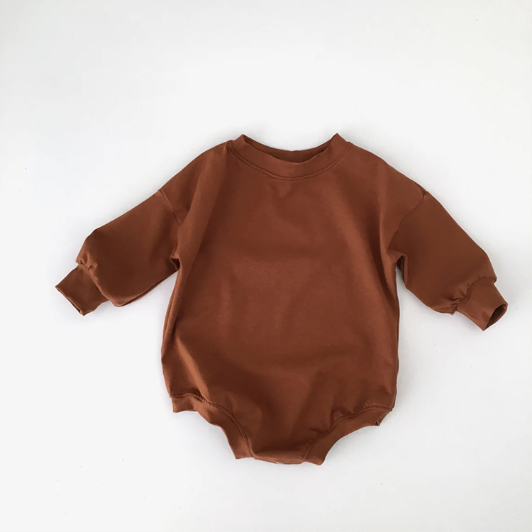 Sweatshirt baby Bubble Romper long sleeve toddler Sweatshirt Romper Eco-friendly Neutral Baby Outfit organic cotton jumpsuit
