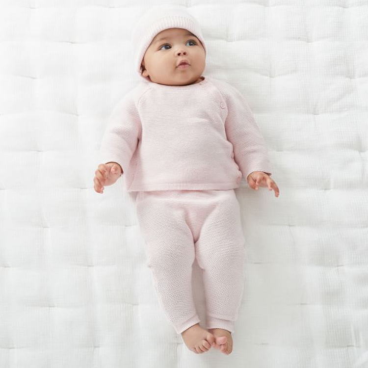 Organic Cotton Sweater Knit Separate Set Rib knit Sweater Nursery Set Eco-friendly baby clothing sets