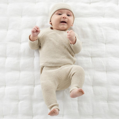 Newborn cardigan&legging and hat Rib knit Sweater Nursery Set Organic Cotton baby clothing sets