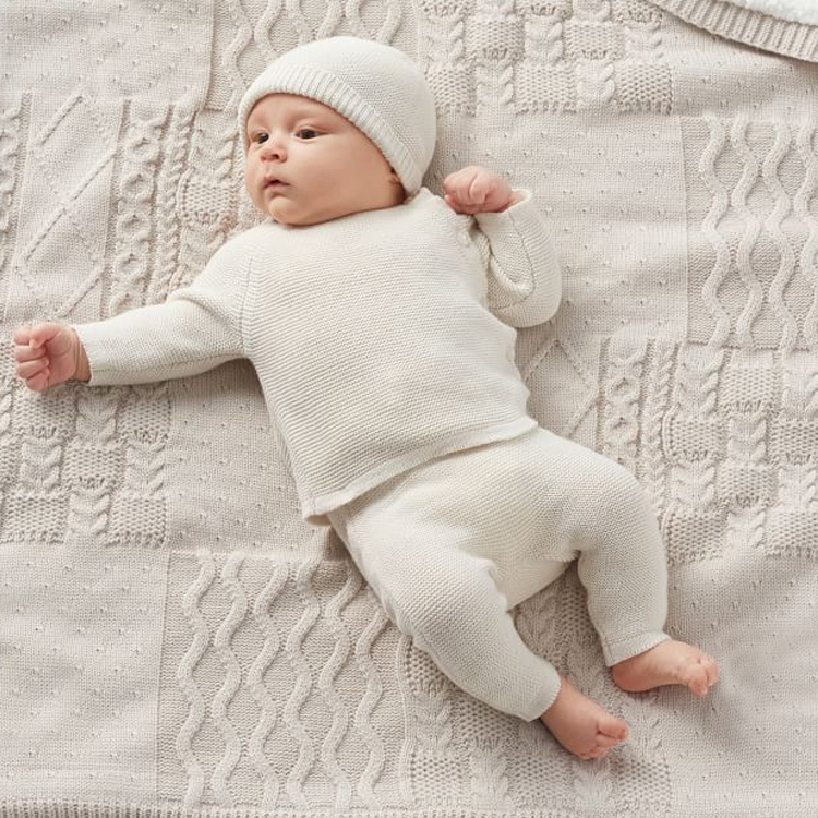 Newborn cardigan&legging and hat Rib knit Sweater Nursery Set Organic Cotton baby clothing sets