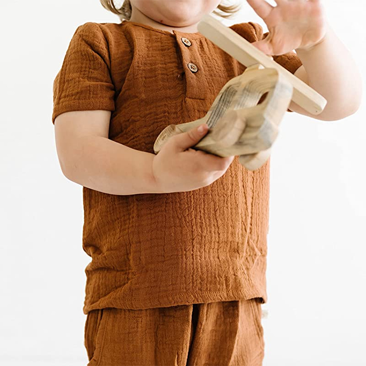 baby clothing set Muslin toddler Gauze Top Bottom set Organic cotton toddler top and pant kids short set