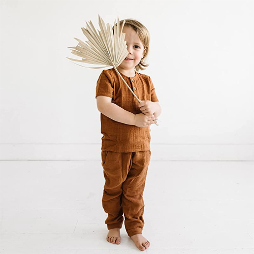 baby clothing set Muslin toddler Gauze Top Bottom set Organic cotton toddler top and pant kids short set