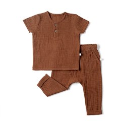 baby clothing set Muslin toddler Gauze Top Bottom set Organic cotton toddler top and pant kids short set