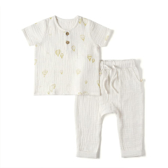baby clothing set Muslin toddler Gauze Top Bottom set Organic cotton toddler top and pant kids short set