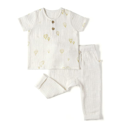 baby clothing set Muslin toddler Gauze Top Bottom set Organic cotton toddler top and pant kids short set