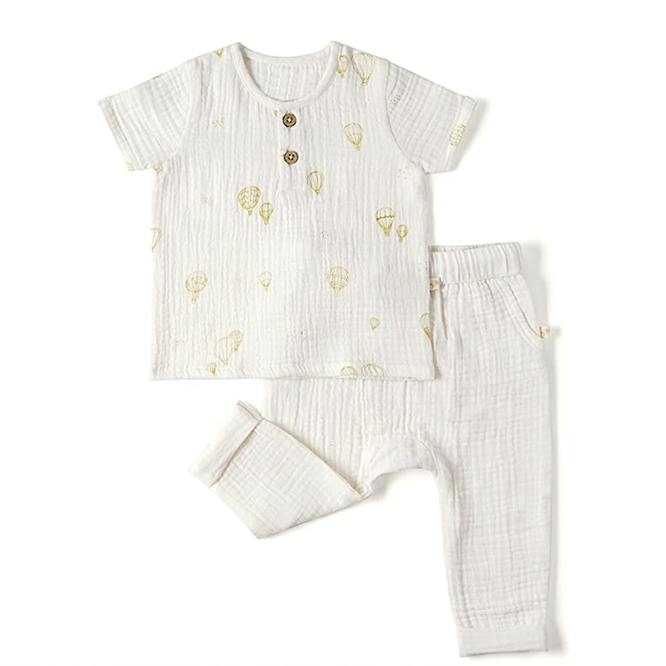 baby clothing set Muslin toddler Gauze Top Bottom set Organic cotton toddler top and pant kids short set