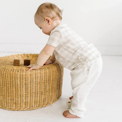 Baby muslin clothing set Organic cotton toddler short sleeve tee and pants Eco-friendly children two Piece Set