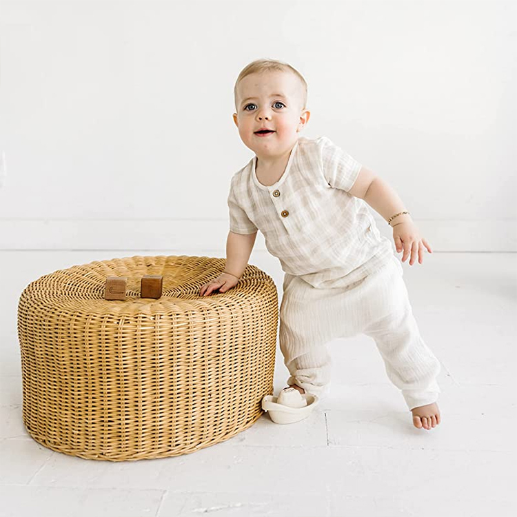 Baby muslin clothing set Organic cotton toddler short sleeve tee and pants Eco-friendly children two Piece Set