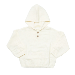 Kid Organic Muslin Solid Hoodie organic cotton children Sweater Hoodie soft muslin Pullover with hood