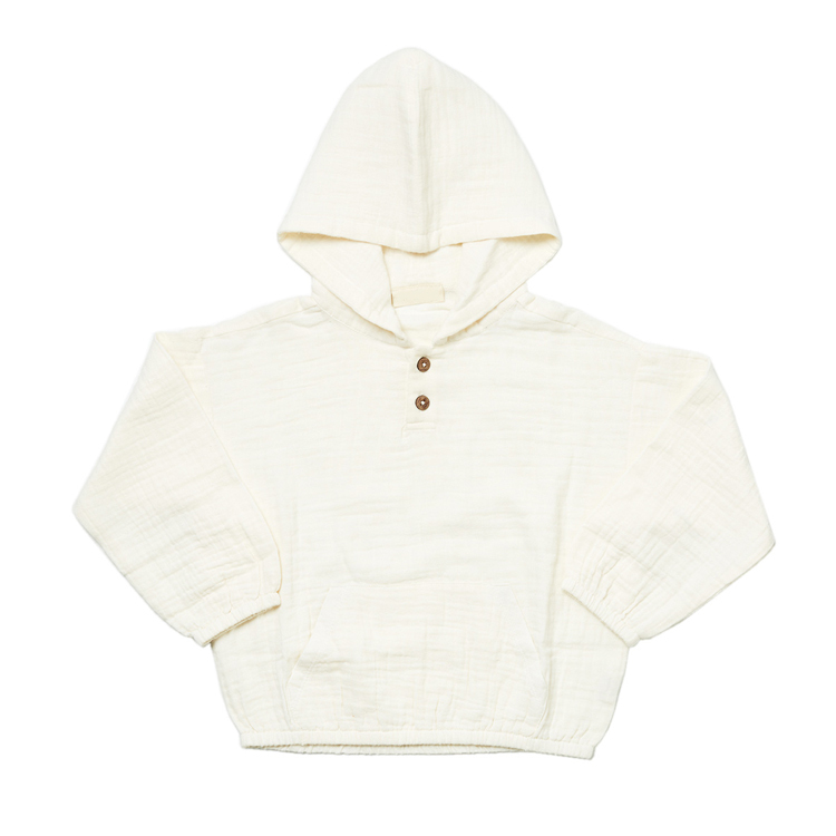 Kid Organic Muslin Solid Hoodie organic cotton children Sweater Hoodie soft muslin Pullover with hood