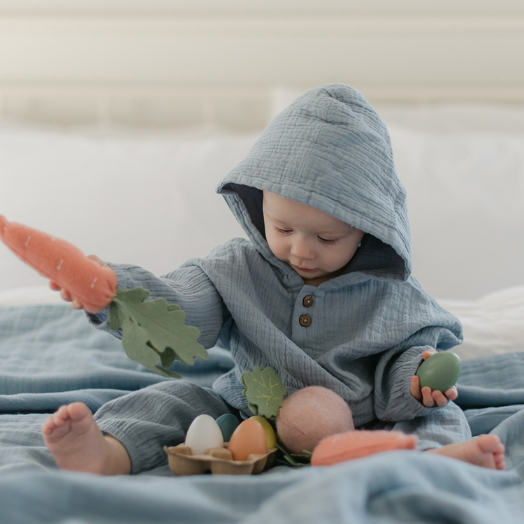 Eco friendly Kids hoodie organic cotton toddler hooded sweatshirt Muslin Solid color children Pullover with hood