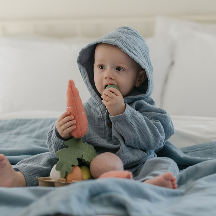 Eco friendly Kids hoodie organic cotton toddler hooded sweatshirt Muslin Solid color children Pullover with hood