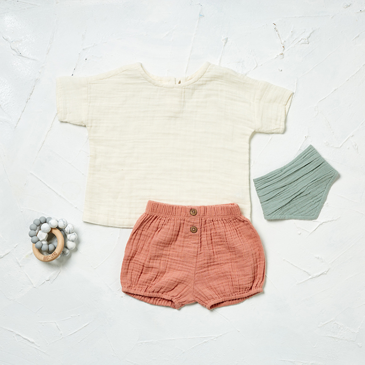 muslin short sleeve kids top Organic muslin tshirt muslin T shirt for boy organic cotton Kids summer shirt