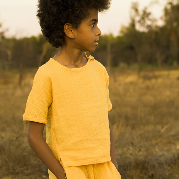 Kids Short Sleeve T-shirt organic cotton muslin tshirt for boy Short Sleeve muslin children tee Kid summer top