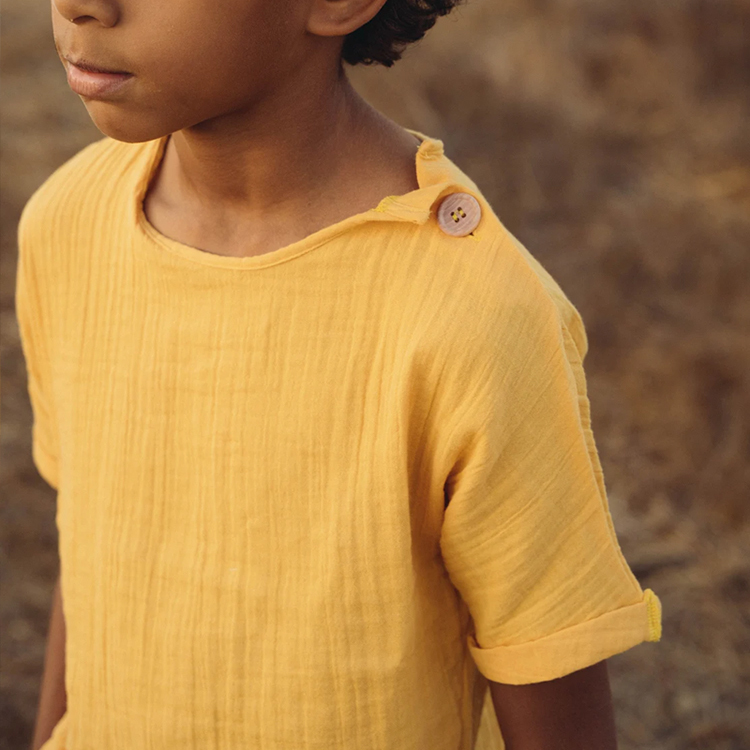 Kids Short Sleeve T-shirt organic cotton muslin tshirt for boy Short Sleeve muslin children tee Kid summer top