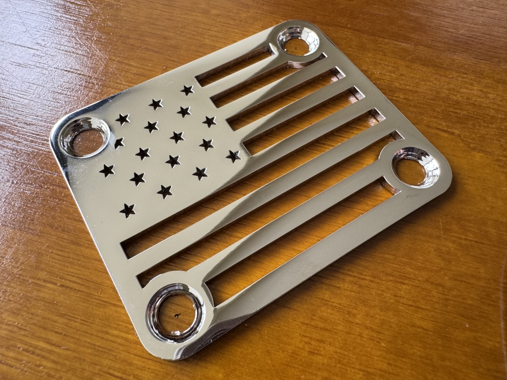 SHIP FROM CHINA !! Custom Made !! American Flag Neck Plate + 4 Screws For Your Guitar or Bass Golden & Chrome