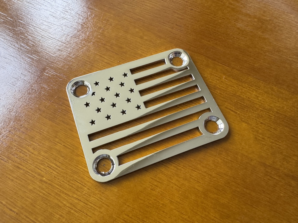 SHIP FROM CHINA !! Custom Made !! American Flag Neck Plate + 4 Screws For Your Guitar or Bass Golden & Chrome