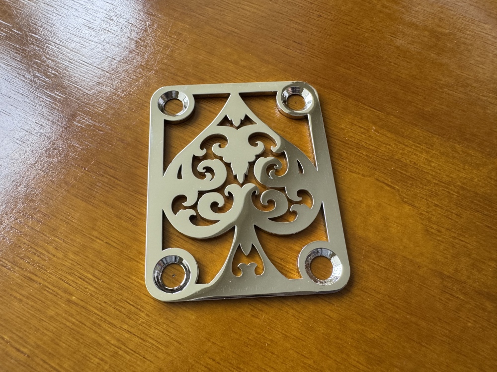 SHIP FROM CHINA !! Custom Made!! SPADE Neck Plate With 4Pcs Screws For Your Guitar or Bass - Golden & Chrome