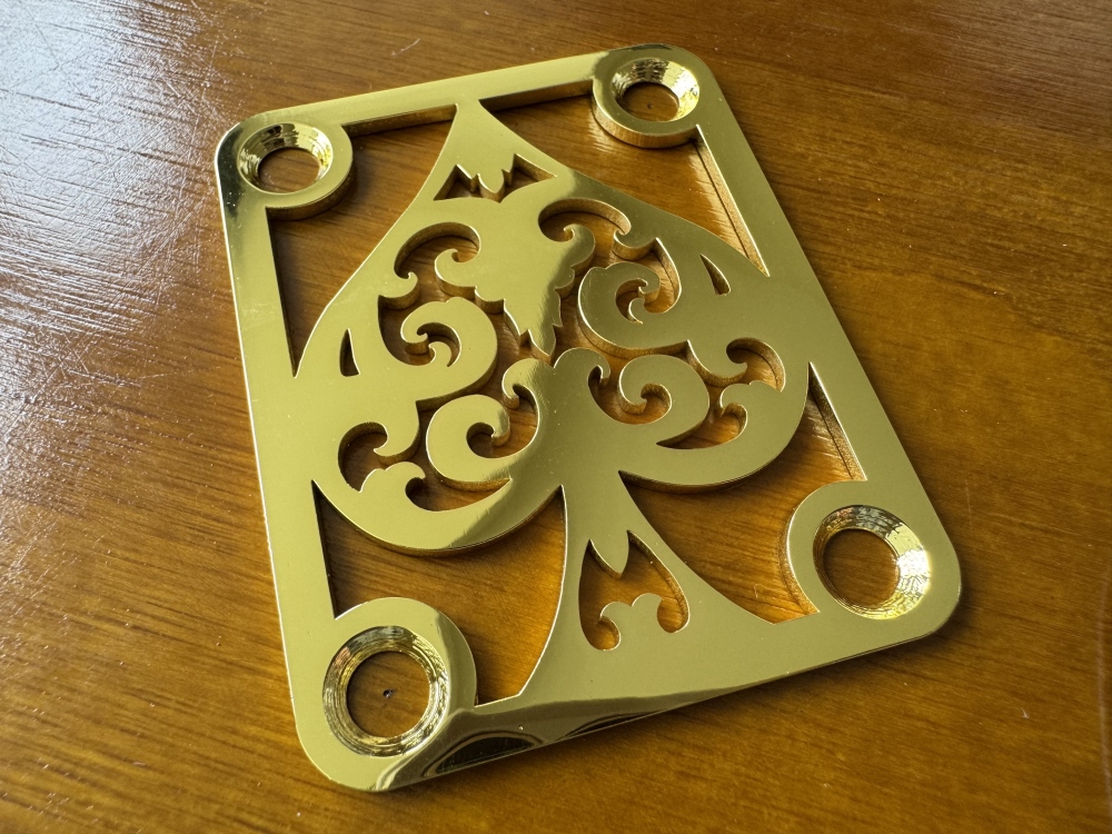 SHIP FROM CHINA !! Custom Made!! SPADE Neck Plate With 4Pcs Screws For Your Guitar or Bass - Golden & Chrome