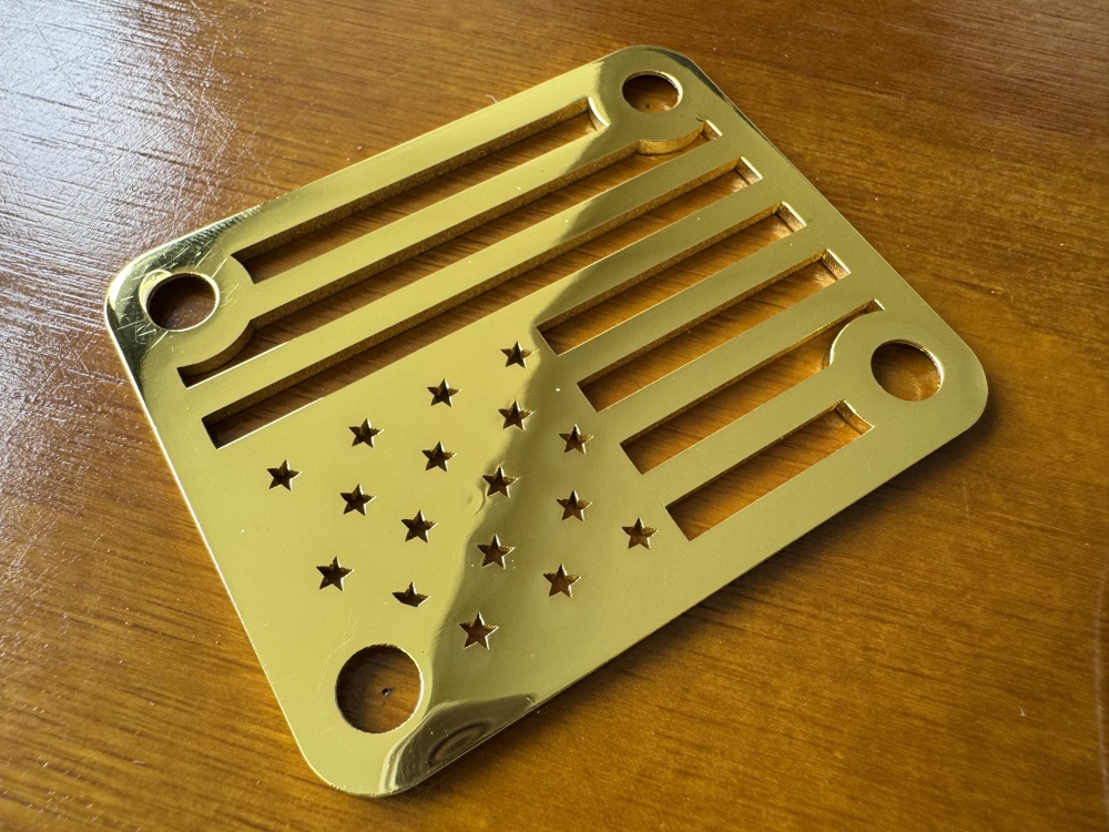 SHIP FROM CHINA !! Custom Made !! American Flag Neck Plate + 4 Screws For Your Guitar or Bass Golden & Chrome