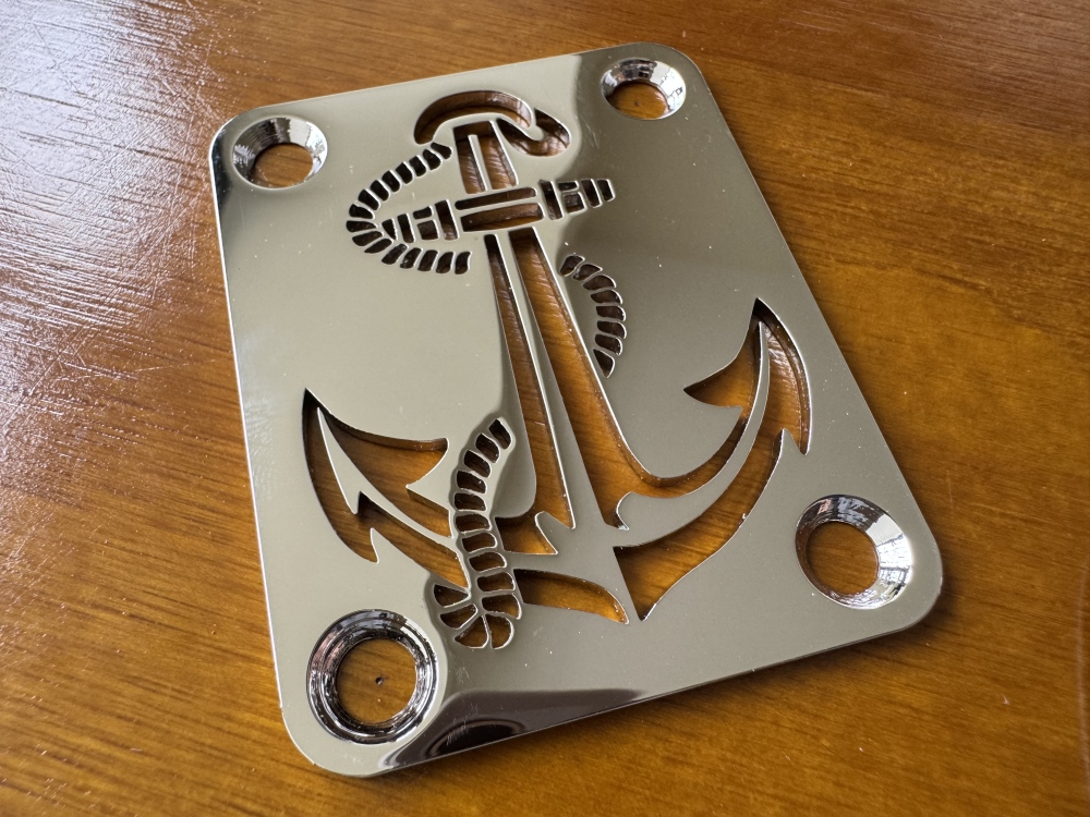 SHIP FROM CHINA !! Custom Made !! ANCHOR Neck Plate With 4Pcs Screws For Your Guitar or Bass - Golden & Chrome