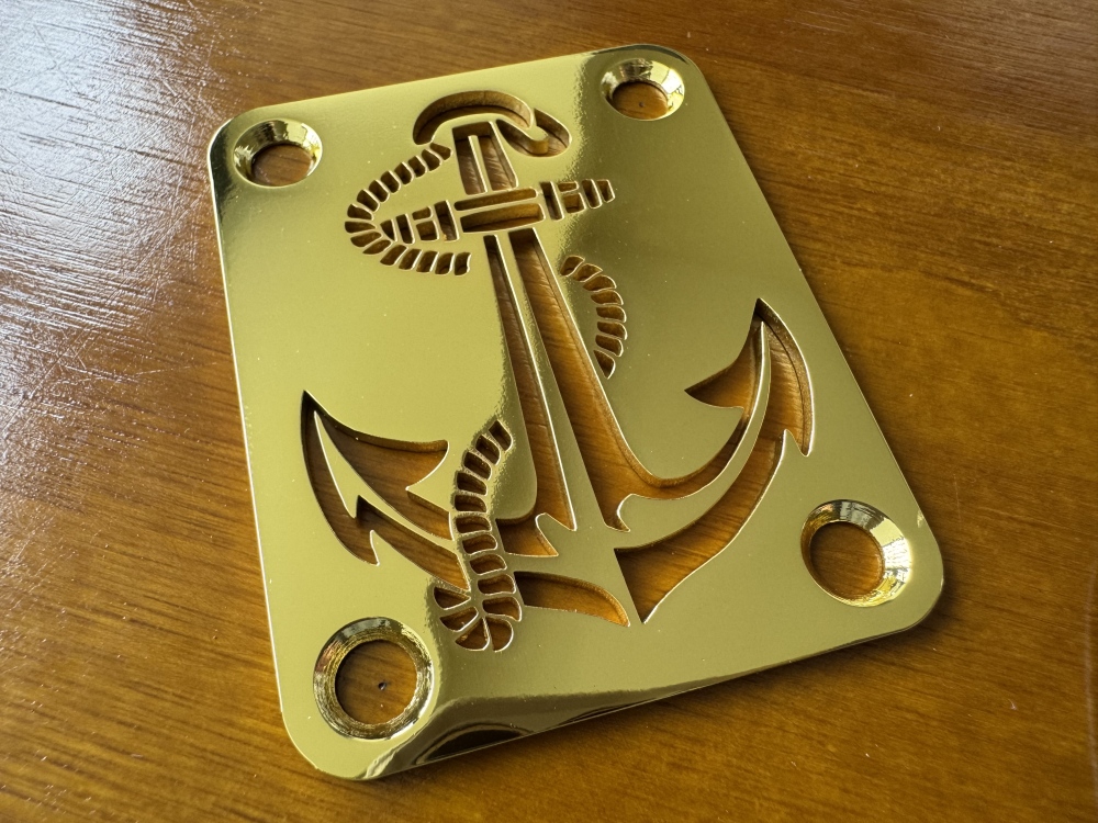 SHIP FROM CHINA !! Custom Made !! ANCHOR Neck Plate With 4Pcs Screws For Your Guitar or Bass - Golden & Chrome