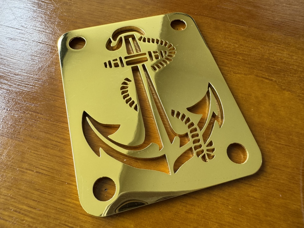 SHIP FROM CHINA !! Custom Made !! ANCHOR Neck Plate With 4Pcs Screws For Your Guitar or Bass - Golden & Chrome