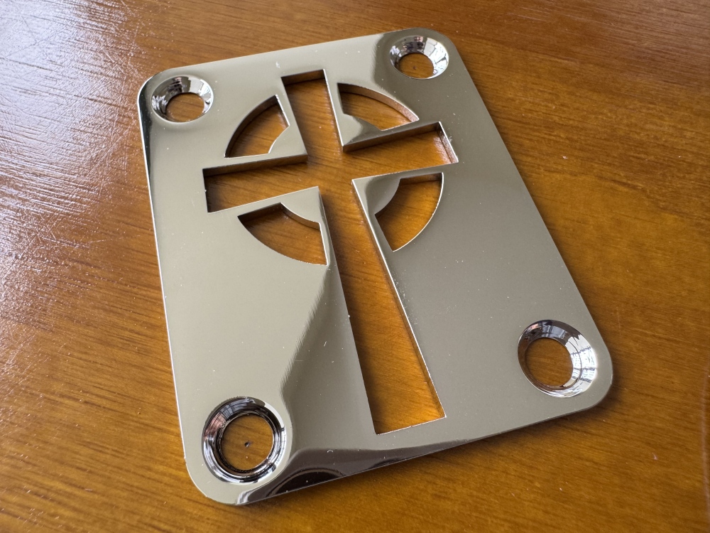SHIP FROM CHINA !! Custom Made !! Celtic Cross Neck Plate +4Pcs Screws For Your Guitar or Bass - Golden & Chrome