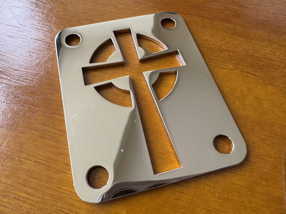 SHIP FROM CHINA !! Custom Made !! Celtic Cross Neck Plate +4Pcs Screws For Your Guitar or Bass - Golden & Chrome