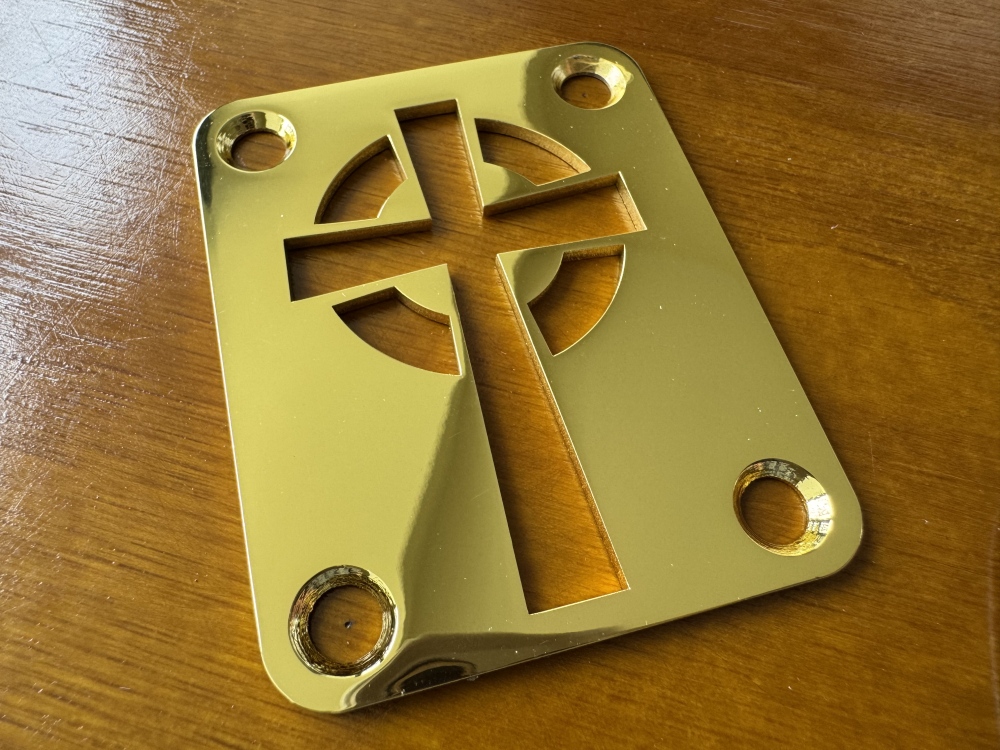 SHIP FROM CHINA !! Custom Made !! Celtic Cross Neck Plate +4Pcs Screws For Your Guitar or Bass - Golden & Chrome