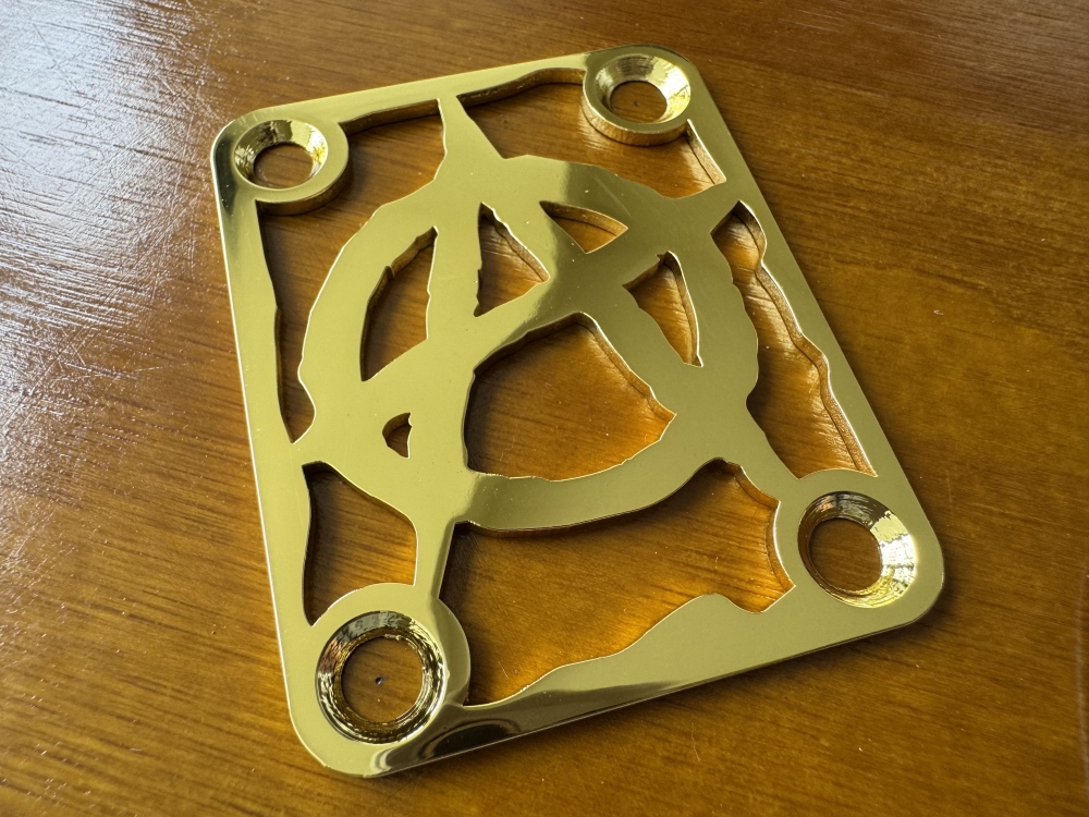 SHIP FROM CHINA !! Custom Made !! ANARCHY Neck Plate With 4Pcs Screws For Your Guitar or Bass - Golden & Chrome