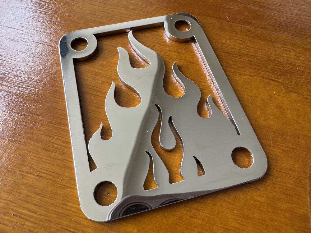 SHIP FROM CHINA !! Custom Made !! FLAME Neck Plate With 4Pcs Screws For Your Guitar or Bass - Golden & Chrome