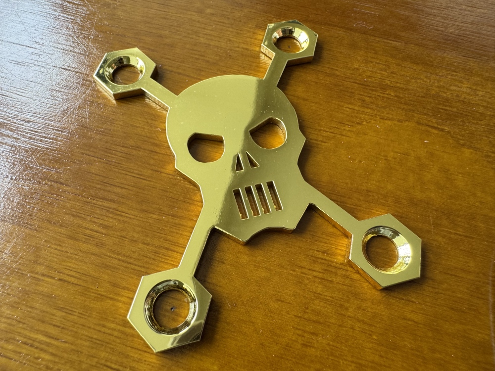 SHIP FROM CHINA !! Custom Made !! SKULL Neck Plate With 4Pcs Screws For Your Guitar or Bass - Golden & Chrome